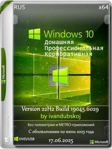 Windows 10 3in1 x64 22Н2 (build 19045.6029) by ivandubskoj 17.06.2025